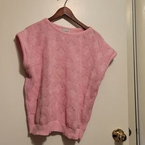 Light Pink Knit Short-Sleeve Sweater